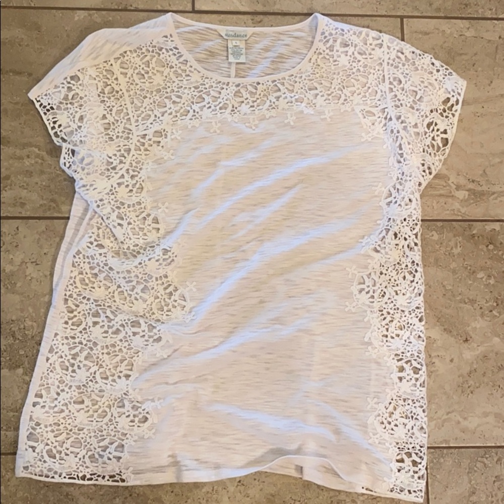 Sundance white shirt with lace